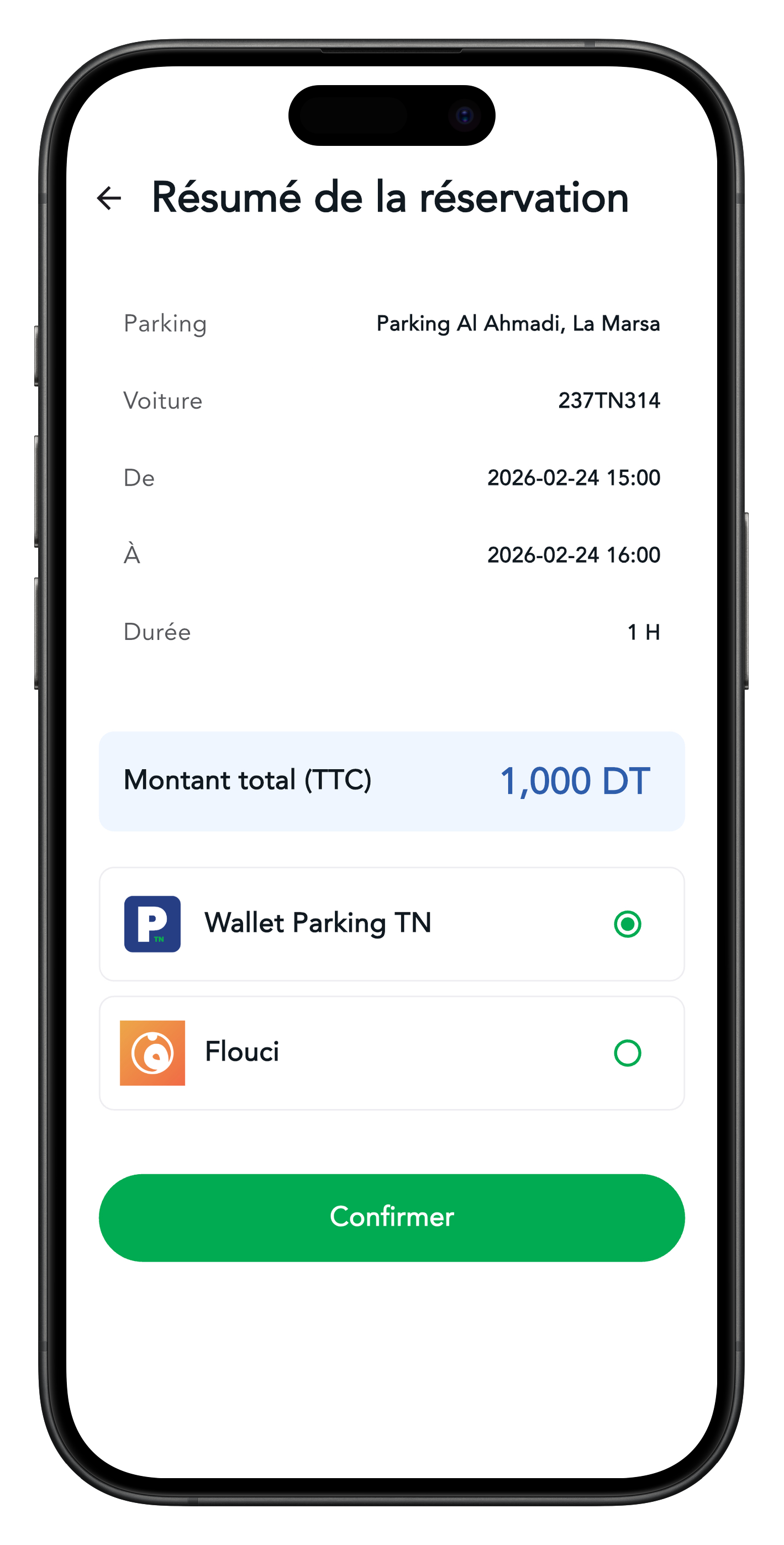Détails réservation
